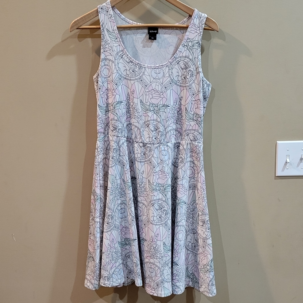 Disney Beauty And The Beast Multi-colored Dress Short Size M.  Pre-owned Good Co